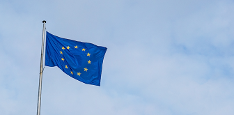 EU flag sky background