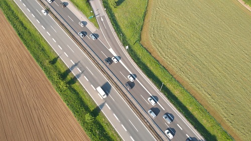 Motorway with fields