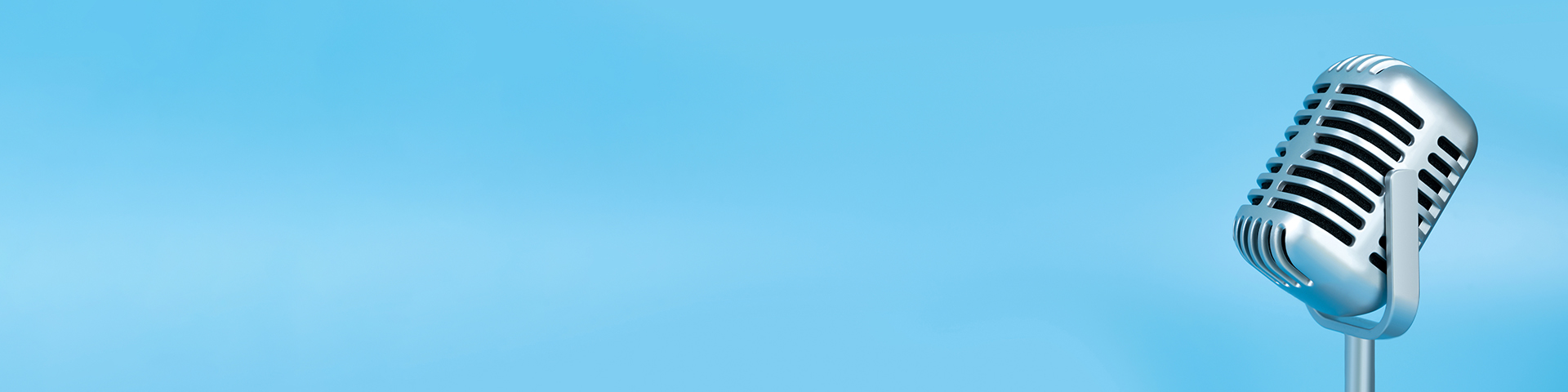 blue background microphone banner