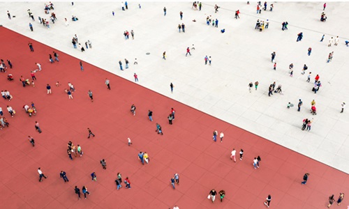 crowd crossing lines