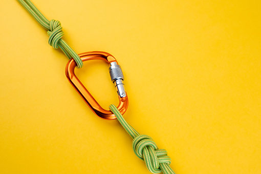 Orange Carabiner with rope