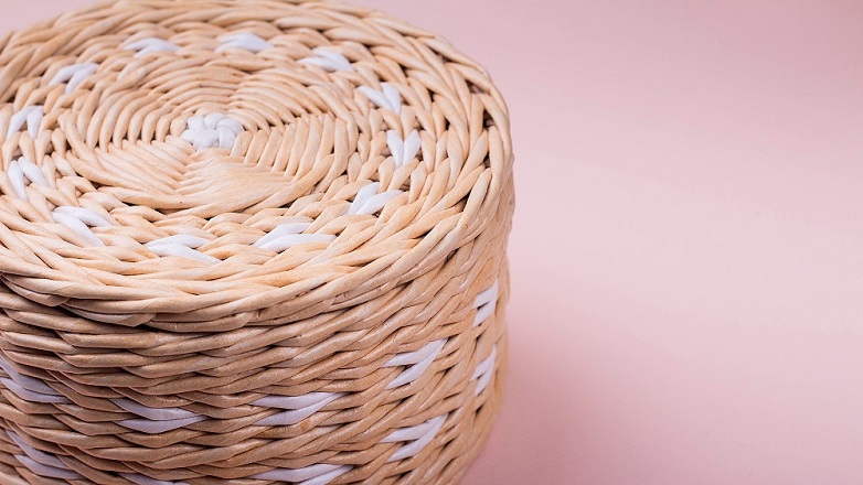 Basket on pink background