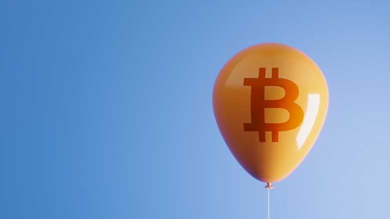 balloon with bitcoin logo